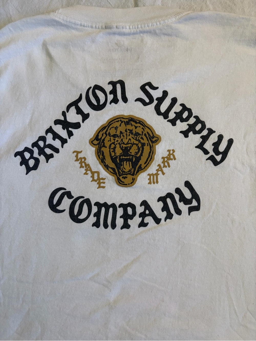 Brixton White Tee with Black & Gold Tiger Graphic